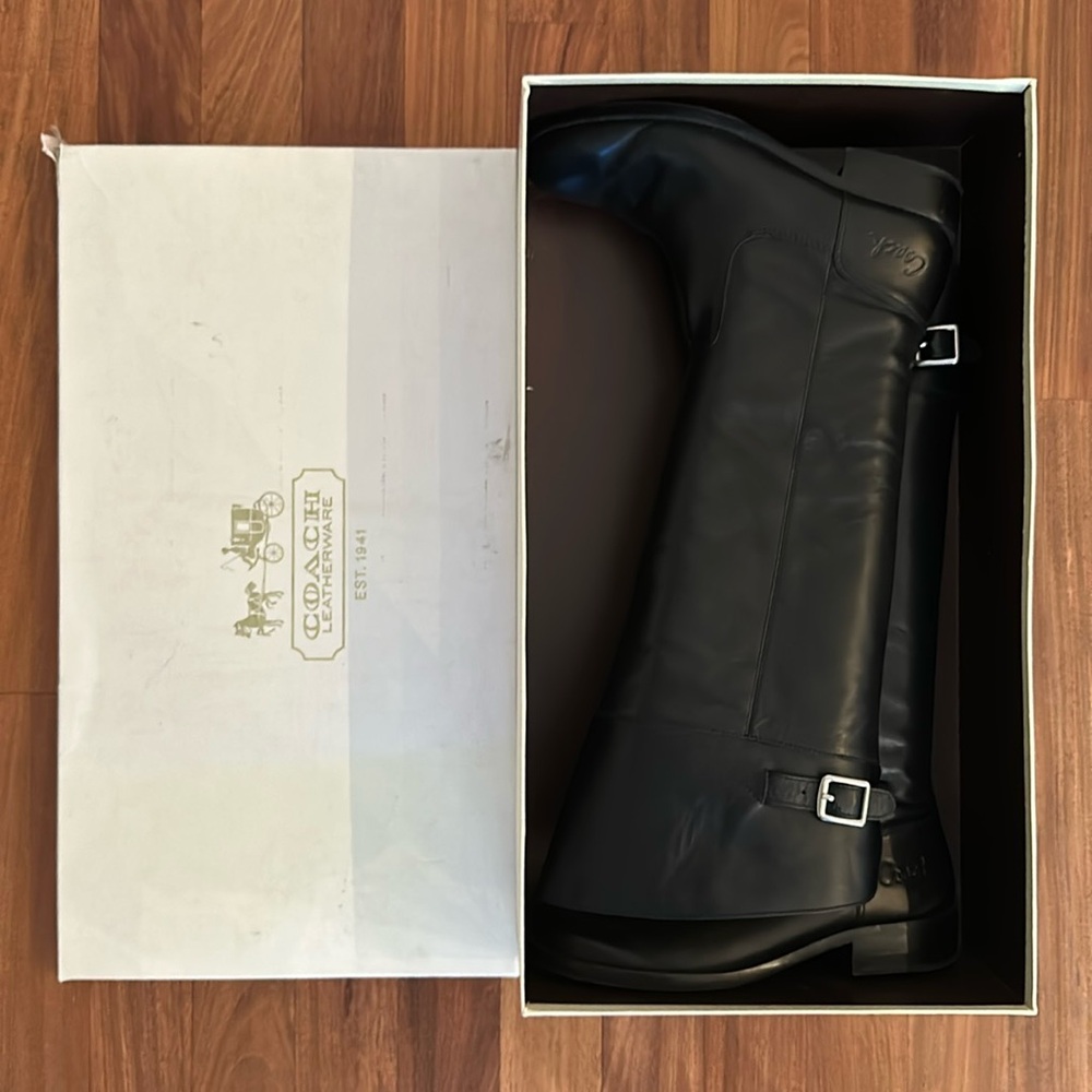 Size 10, Knee-High, Black Coach Joele Boots